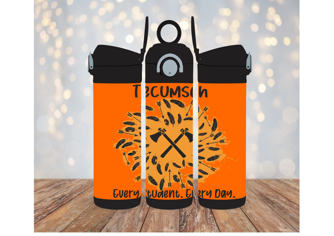 12oz Kids Flip Top Water Bottle With Every Student Every Day Tomahawk Design