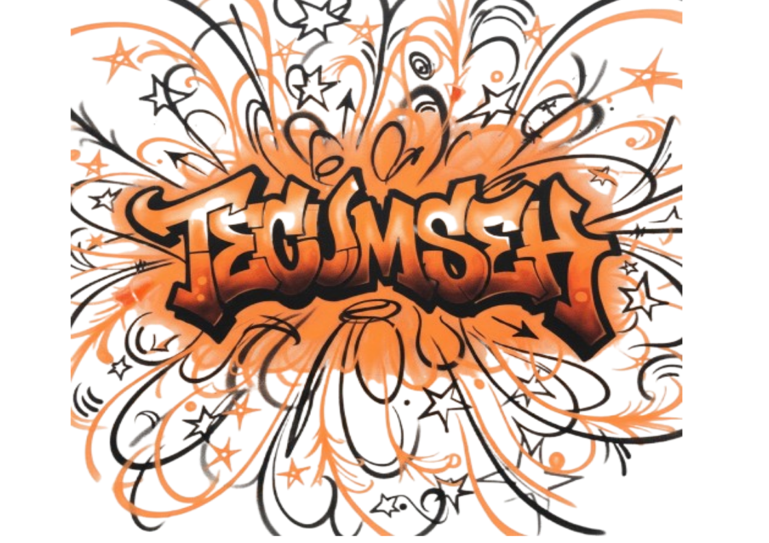 20oz Tumbler With Orange and Black Lines and Stars Tecumseh Design