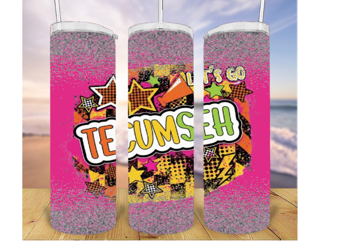 20oz Tumbler With Bright and Fun Tecumseh Design