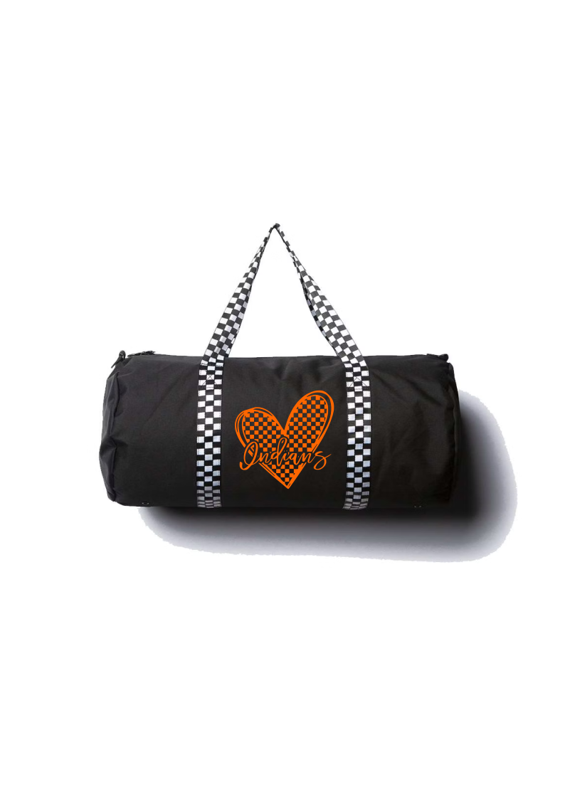 Duffle Bag with Checkered Strap - Checkered Indians Heart Design