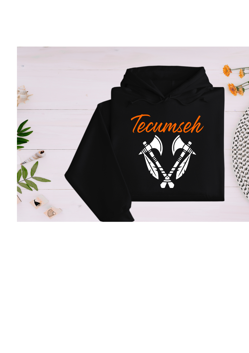 Youth and Adult Black Hoodie with Tomahawk Design - Sizes up to 5XL