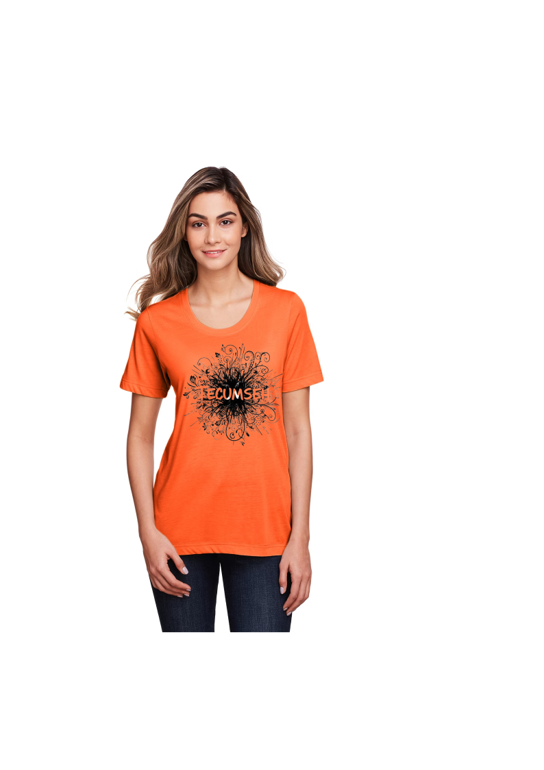 Women's Fit Orange Checkered Indians Heart Design - Sizes up to 4XL
