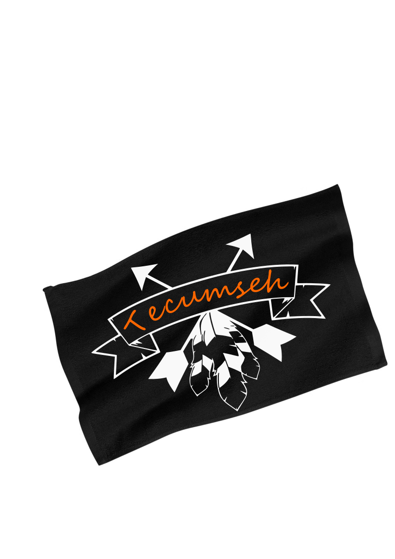 Rally Towel Black - Banner and Arrows Tecumseh Design