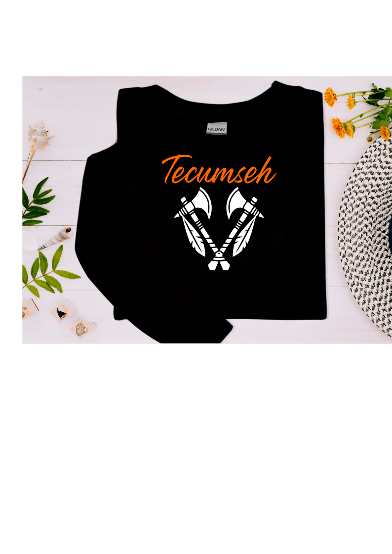 Youth and Adult Black Sweatshirt with Tomahawk Design - Sizes up to 5XL