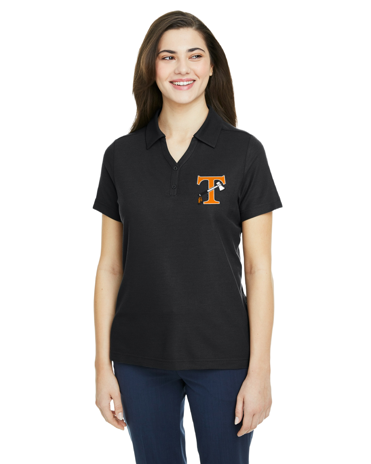 Women's Black Polo with Tecumseh Logo Embroidered - Sizes up to 4XL