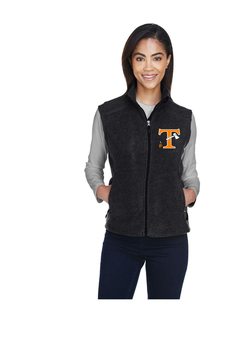 Women's Heather Charcoal Fleece Vest With Tecumseh Logo Embroidered - Sizes up to 3XL