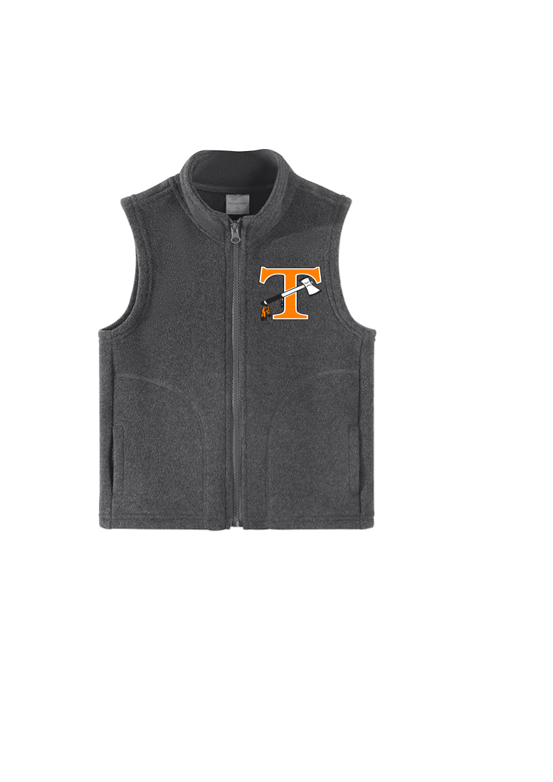 Youth Oxford Gray Fleece Vest with Tecumseh Logo Embroidered
